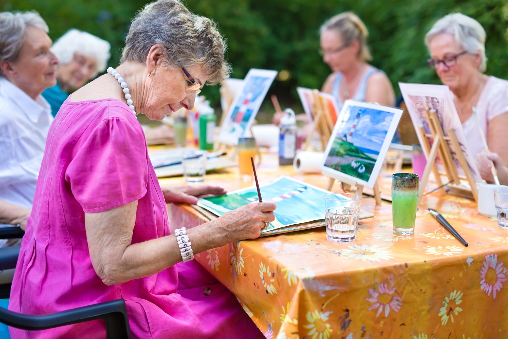 Picture of senior women in painting group activity