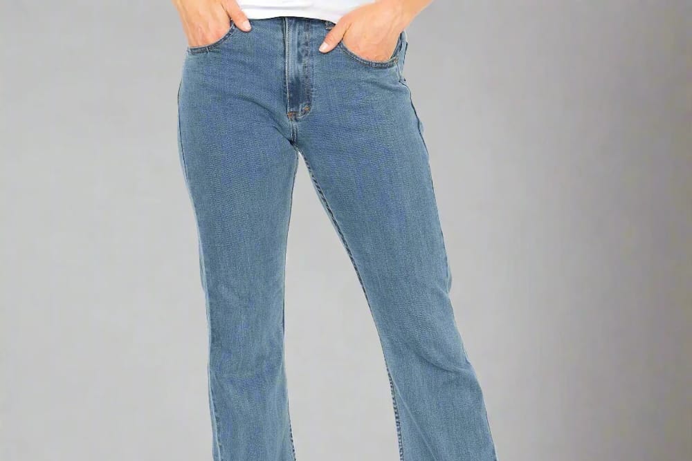 Women's Flare Light Wash Stretch Jeans: Made in USA