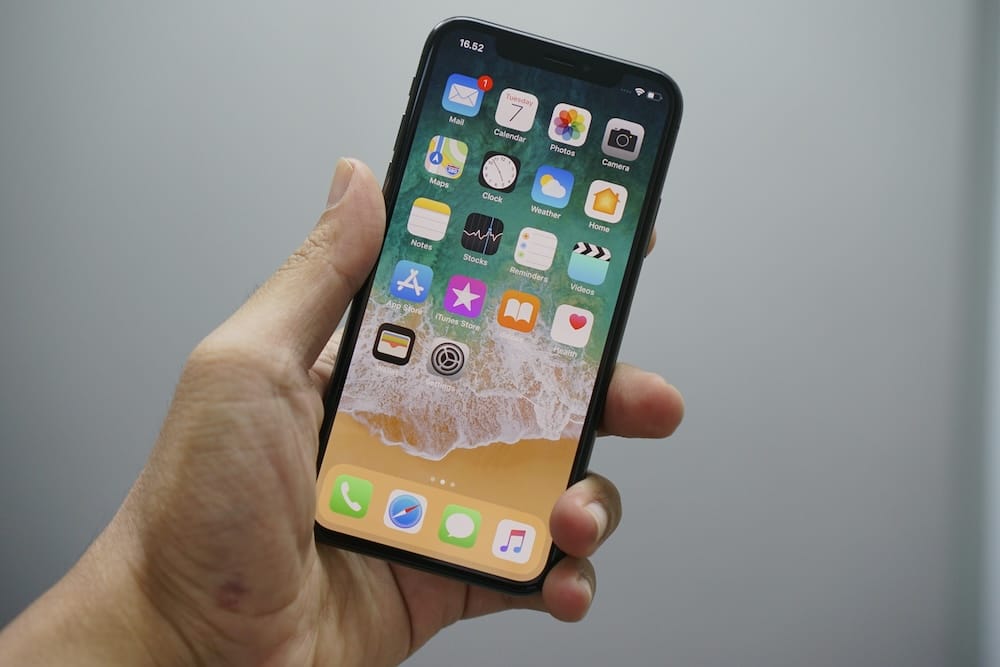 Image of a person holding an iPhone in their hand.