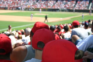 Picture of the crowd and field at a Major League Baseball game