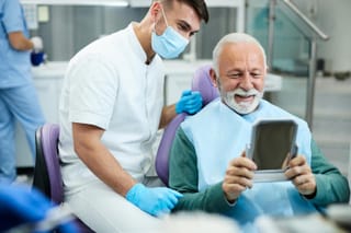 Photo of a senior man at the dentist