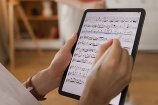 Picture of an iPad with digital sheet music