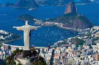 Picture of Christ the Redeemer statue in Rio de Janeiro overlooking the ocean