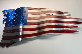 Picture of a metal art version of the United States flag made by Metal Art of Wisconsin 