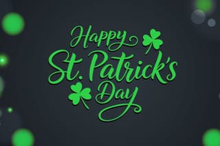 Image of green letters saying Happy St. Patrick's Day