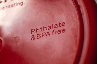 Picture of a plastic bottle stamped 'Phthalate & BPA free' 