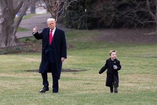 Picture of President Trump leaving the White House with Elon Musk's son