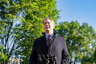 Photo of Scott Bessent speaking to the press in Washington DC 