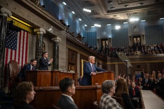 Photo of Trump speaking to Congress