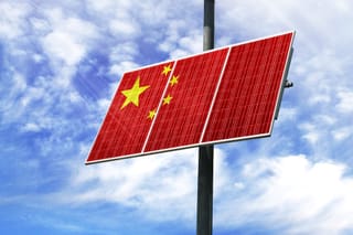 Picture of a solar panel made to look like the Chinese flag 