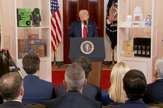 Photo of Trump speaking at the White House