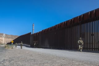 Photo of soldiers patrolling the Southern border