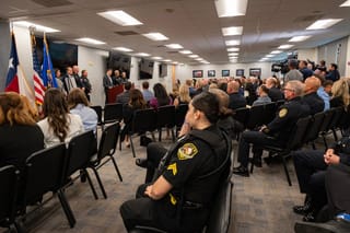 Photo of a briefing by FBI Dallas on Operation Soteria Shield