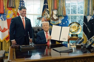 Picture of President Trump after signing a proclamation for the 90th anniversary of social security