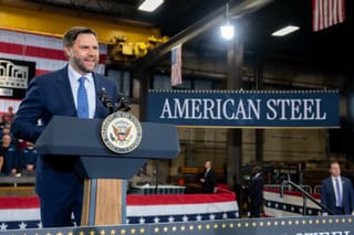Picture of Vice President J.D. Vance speaking at Mid-City Steel in La Crosse, Wisconsin