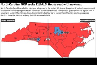 Image of the 2026 redistricting map for North Carolina