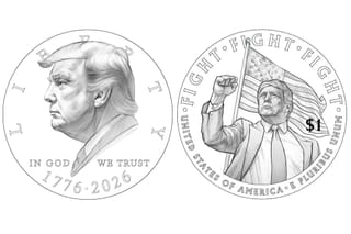 Picture of a draft U.S. Treasury design for a $1 Trump Coin