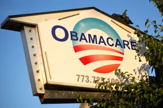 Picture of a sign advertising Obamacare 