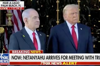 Picture of President Trump alongside Israeli Prime Minister Netanyahu at Mar-a-Lago.
