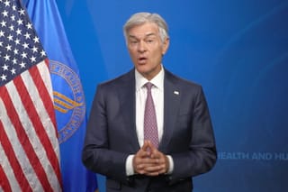 Picture of CMS Administrator Dr. Mehmet Oz speaking about Minnesota Medicaid fraud