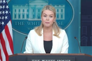 Picture of Press Secretary Karoline Leavitt speaking to the press at the White House