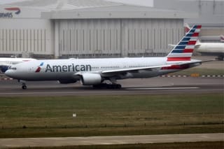 An American Airlines Boeing 777 on the ground at London's Heathrow Airport