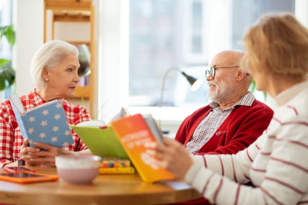 Seniors attending a book club