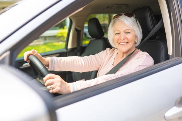 Picture of a senior woman driver in a car