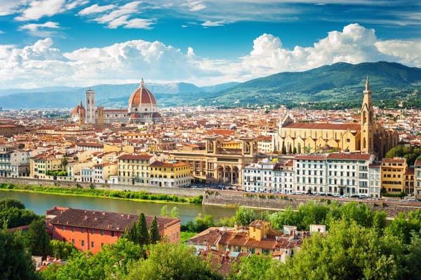 Photo of downtown Florence Italy including the Duomo of the Cathedral of Santa Maria del Fiore