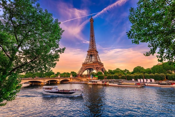 Image of the Seine River and Eiffel Tower in Paris France