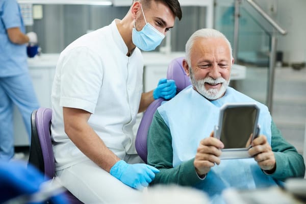 Photo of a senior man at the dentist