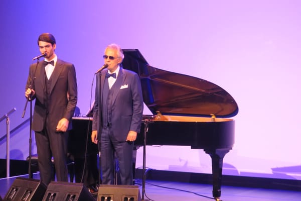 Bocelli and his son Matteo performing in New York