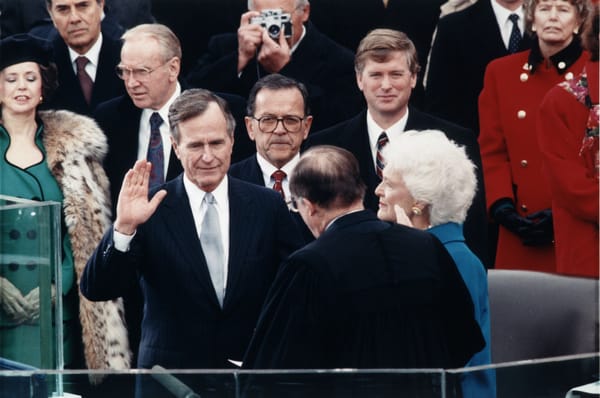 Image of George H.W. Bush being sworn in