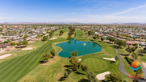 Photo of the golf course and neighborhood at Sun City West 