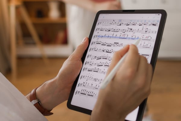 Picture of an iPad with digital sheet music