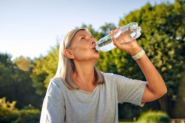 Picture of a senior woman drinking water