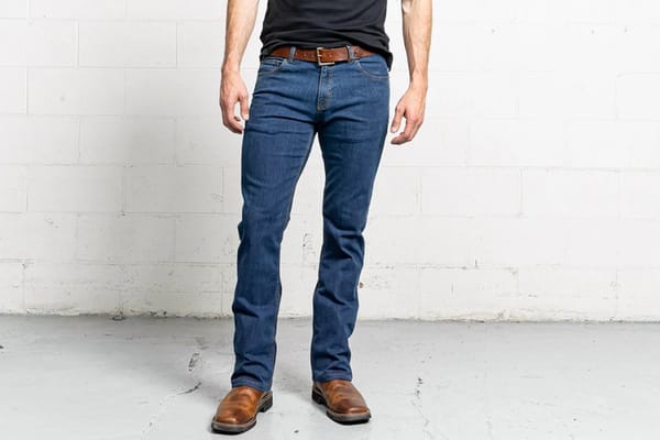 Image of a man in Dearborn Denim Boot Cut Medium Wash Jeans