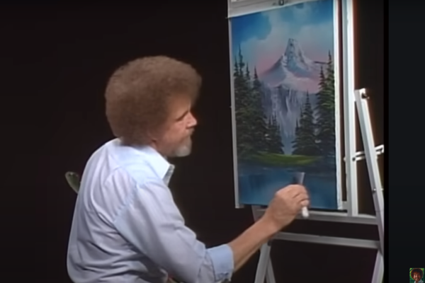 Photo of Bob Ross painting 