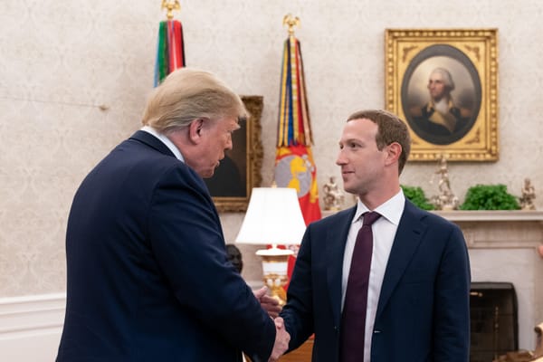 Image of President Trump meeting Mark Zuckerberg