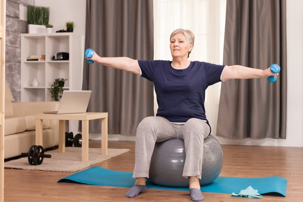 Picture of a senior woman using a stability ball