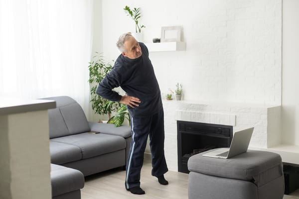 Picture of a senior man doing a simple home workout 