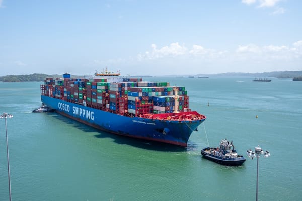 Photo of a container ship entering the Panama canal