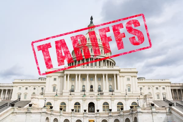 Image of the United States Capitol building with TARIFFS stamped in red over the image