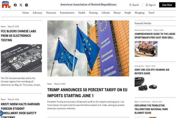 Image of the AARR.org website home page with news