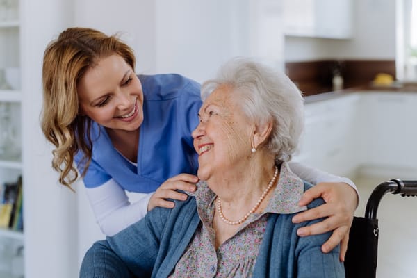 Picture of a senior woman with an in-home care nurse