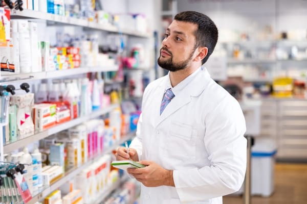 Picture of a pharmacist filling a prescription 