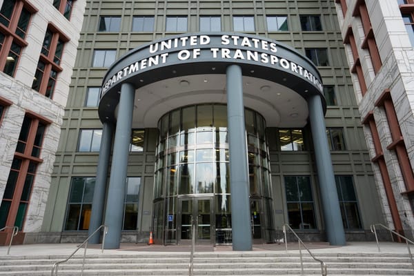 Photo of the entrance to the US Department of Transportation headquarters in Washington DC