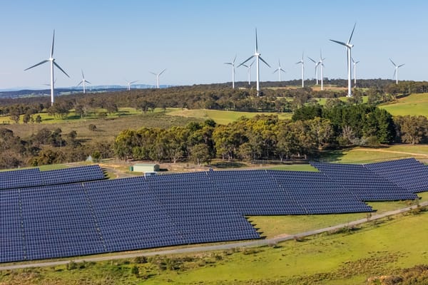 Photo of a solar and wind farm