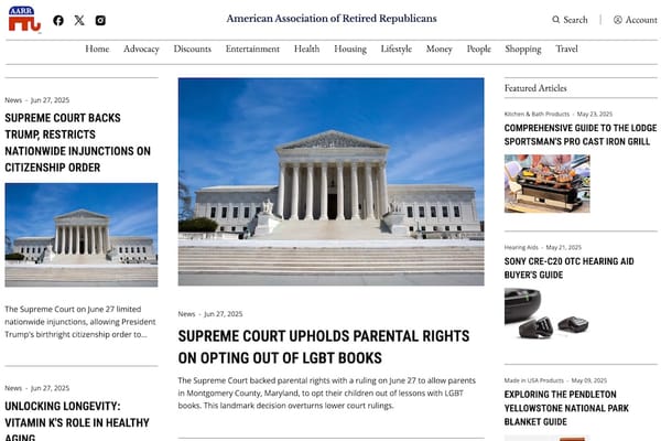 Image of the AARR.org website home page with news