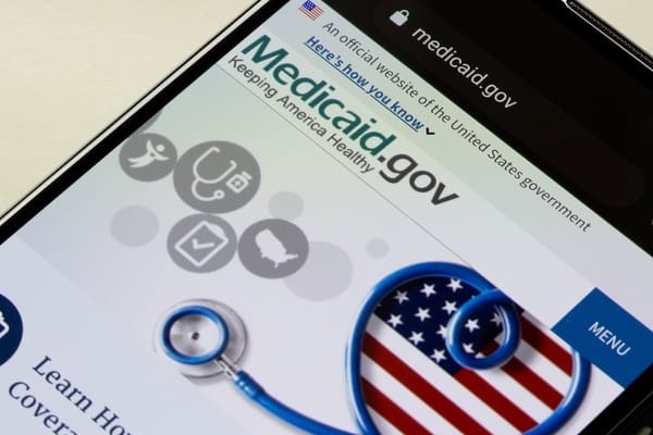 Picture of the medicaid.gov website on a smartphone 